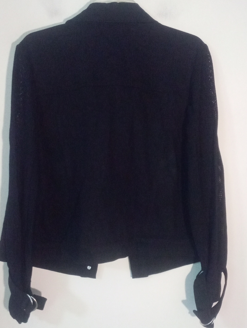 Johan Sebastian Grey Black Button-Up Denim Jacket Large New NWOT Knit Sleeves - Picture 6 of 6